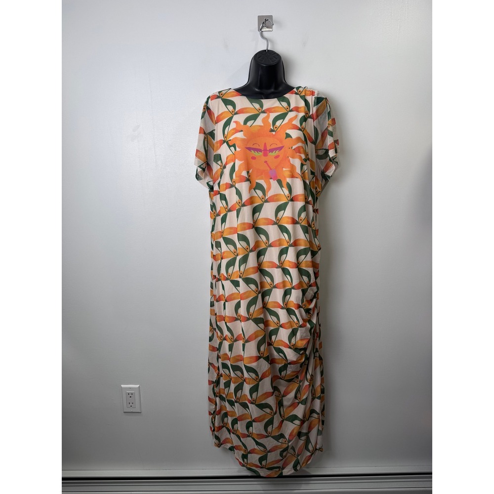 Farm Rio Women Multicolor Toucan Sun Mesh Maxi Dress 1X